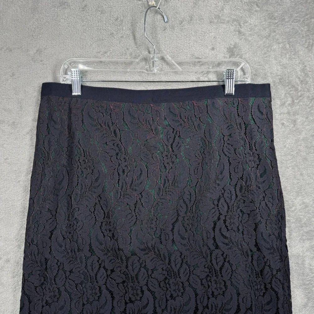 Talbots Skirt Petites 14P Black Lace Pencil Office Business Party Goth Glam Work